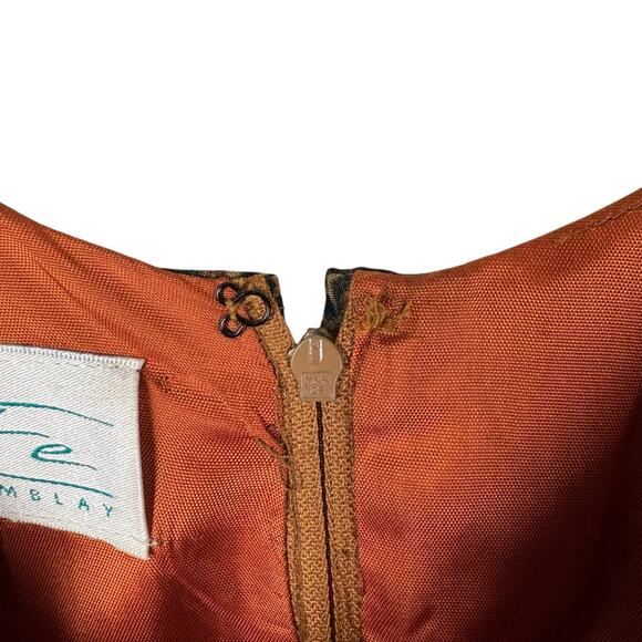 Santa Fe By Jim Tremblay Vintage Brown Gold Medallions Sleeveless Midi Dress - Picture 10 of 12